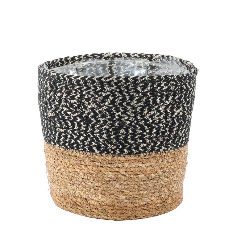 Natural Black Seagrass Woven Basket - Eco-Friendly Home Decor Storage Organizer