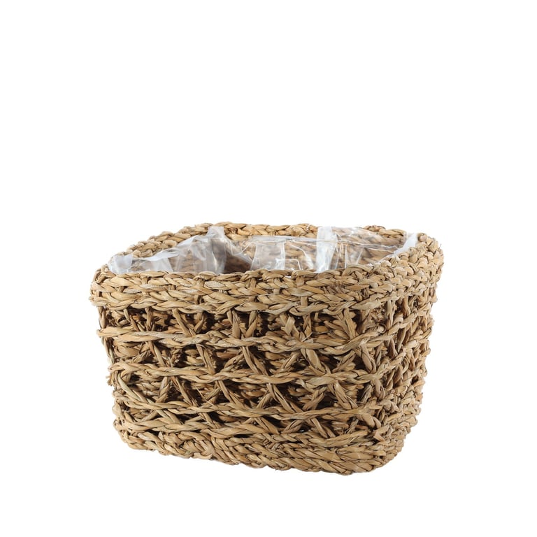 Square Seagrass Storage Basket - Rustic Home Decor Organizer for Bohemian Style