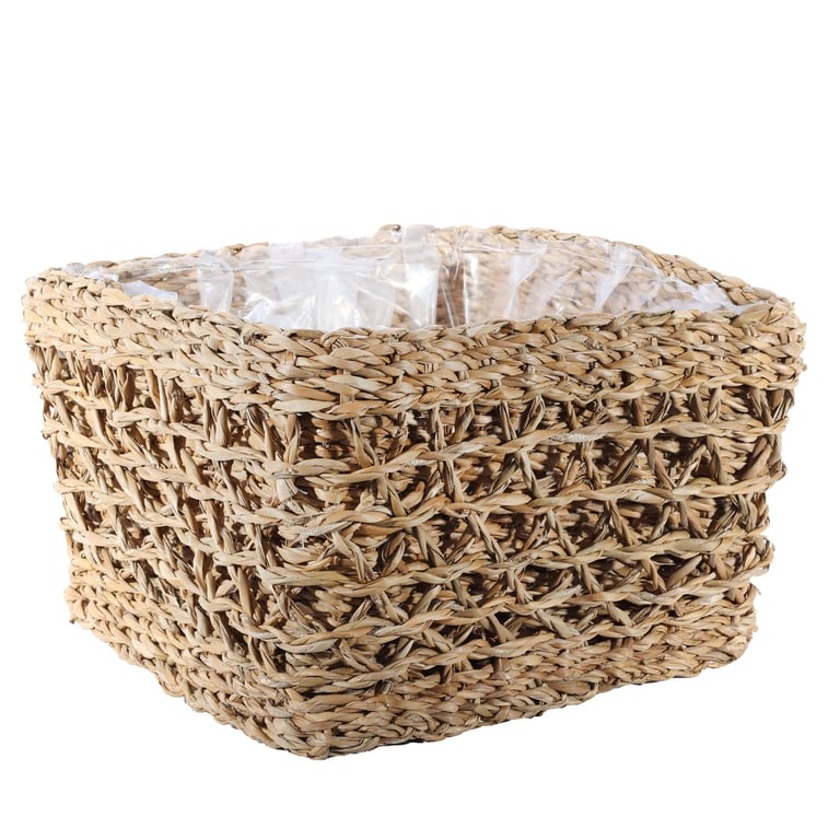 Square Seagrass Woven Basket - 20cm x 30cm x 30cm Indoor Storage and Home Decor