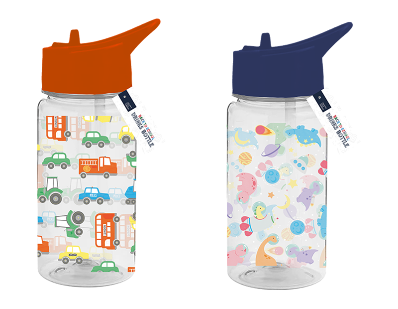 Boys Printed Bottle With Straw - 400ml BPA-Free Kids Water Bottle
