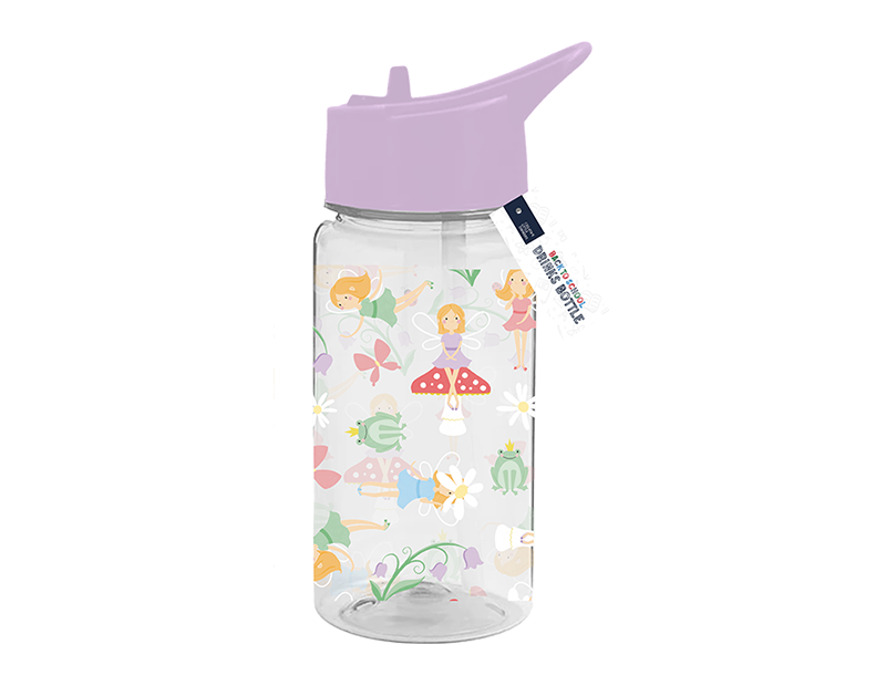 Girls Printed 400ml Straw Bottle - Fun and Reusable Water Bottle for Kids