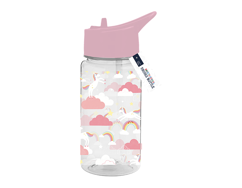 Girls Printed 400ml Straw Bottle - Fun and Reusable Water Bottle for Kids