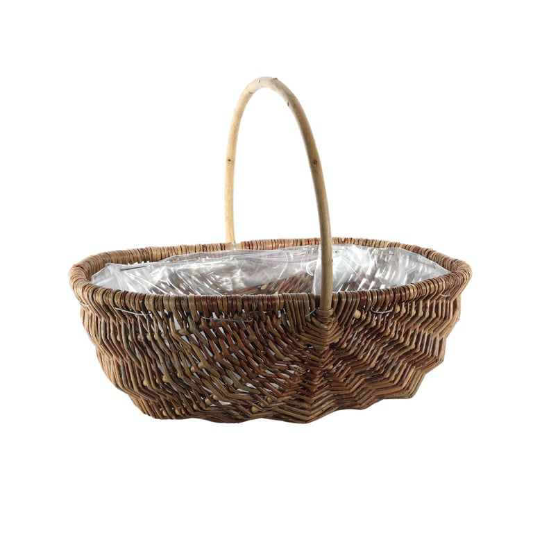 Oval Split Willow Basket Handle and Liner Natural - Handcrafted Home Decor with Durable Outdoor Design