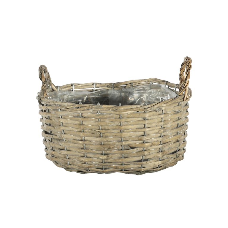 Natural Oval Split Willow Basket With Ears - Handcrafted Rustic Home Decor Accent