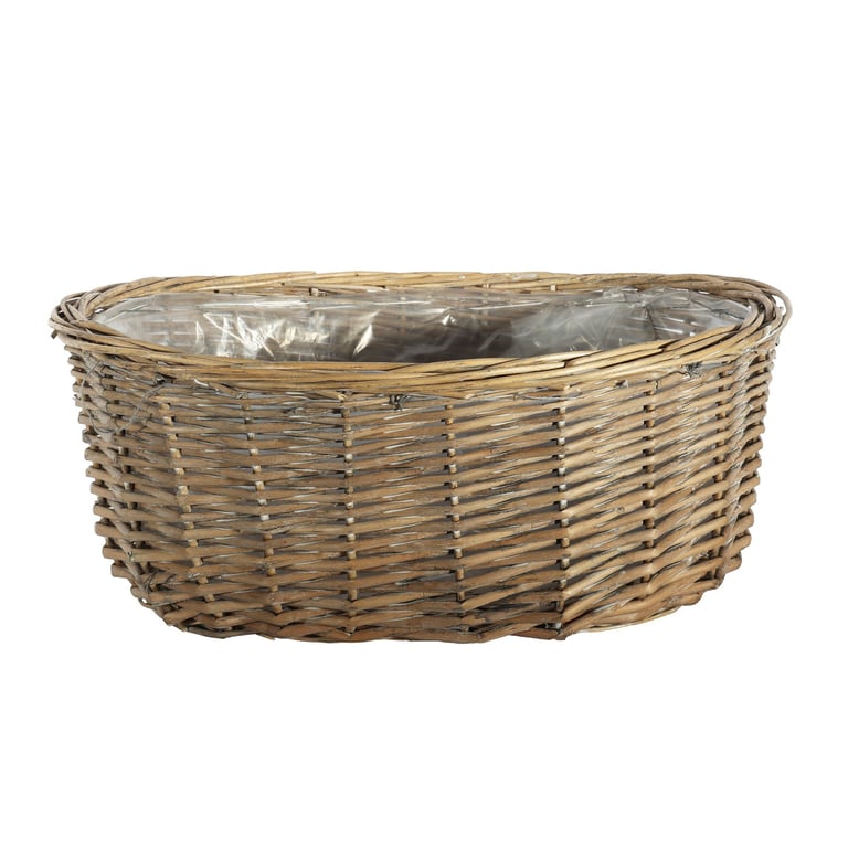 Natural Oval Split Willow Basket - Handwoven Rustic Home Decor Basket (16cm)