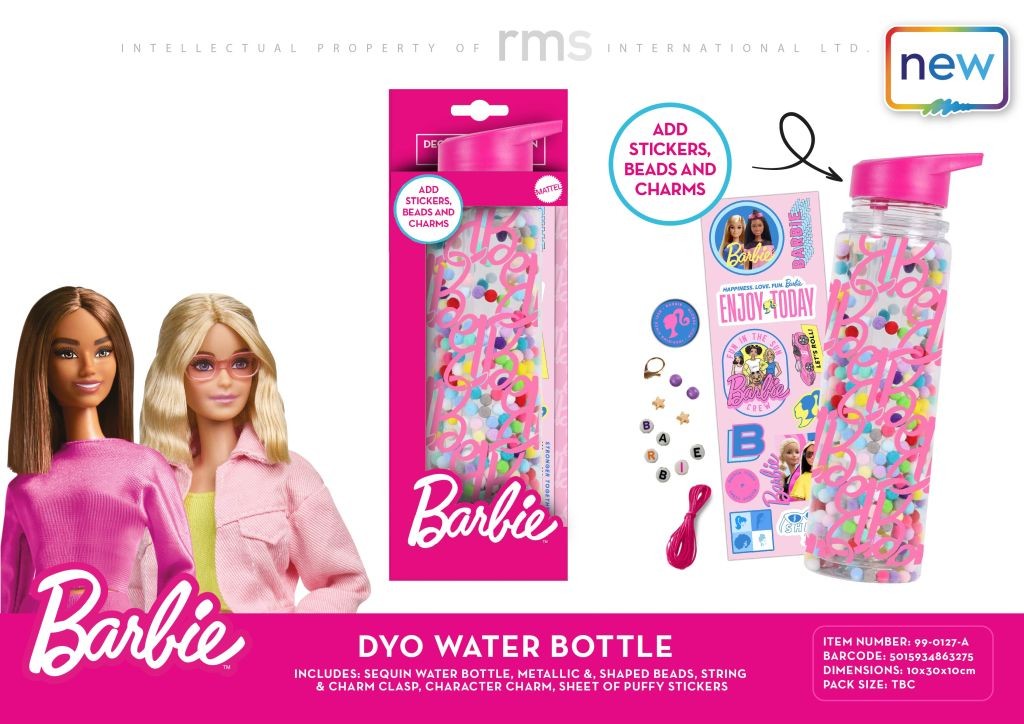 Barbie Customizable Water Bottle - Personalized Girls Drinkware