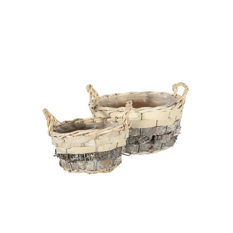 Two Tone Round Baskets with Ears - Woven Home Storage Solutions