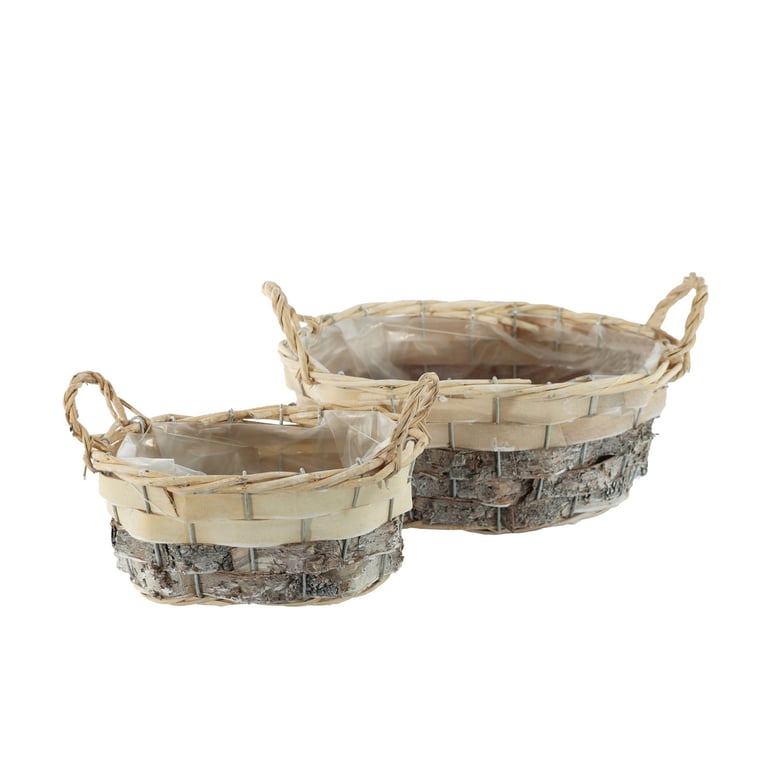 Oval Two Tone Baskets with Ears - Rustic Home Decor Storage