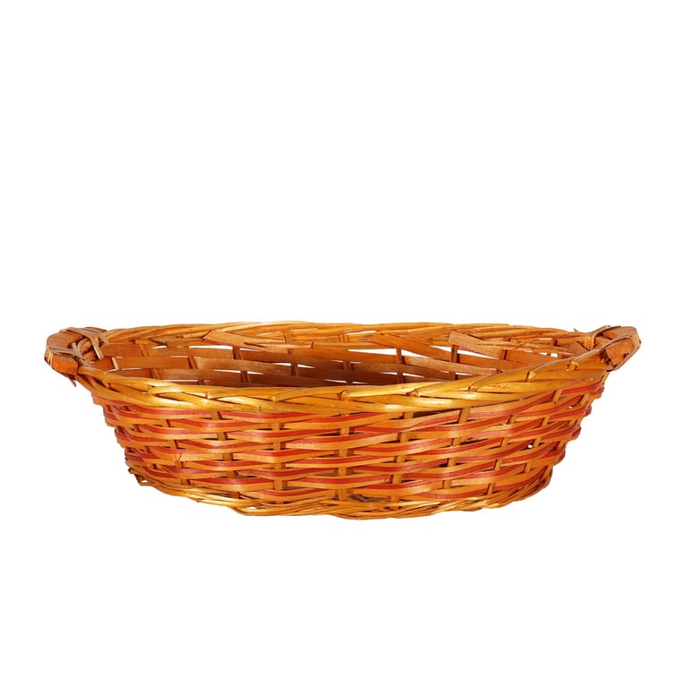 Golden Oval Two-Tone Tray Basket with Handles - Elegant Home Decor Accent