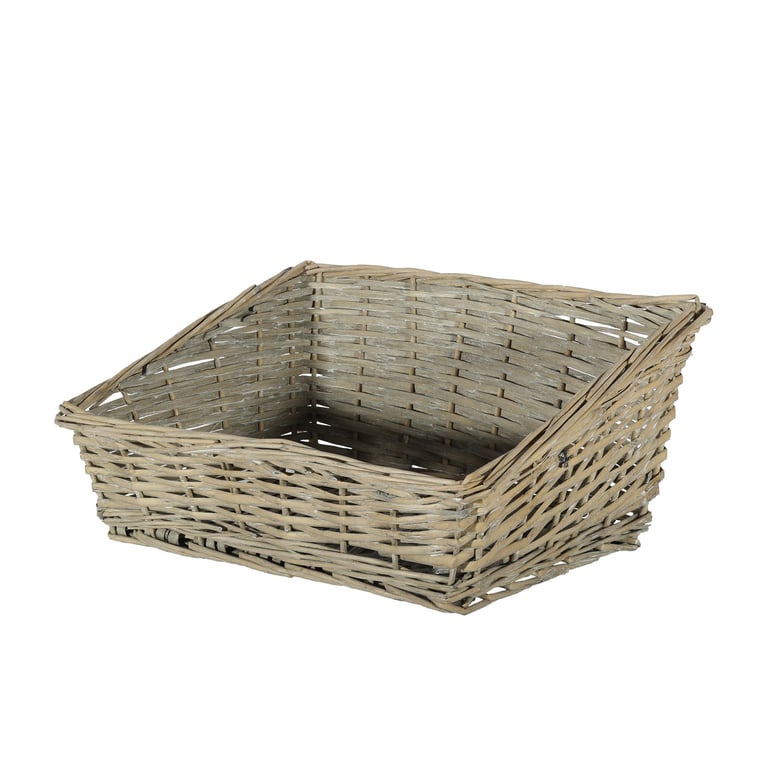 Natural Softwood Sloped Square Basket 45cm - Rustic Home Decor Storage Solution