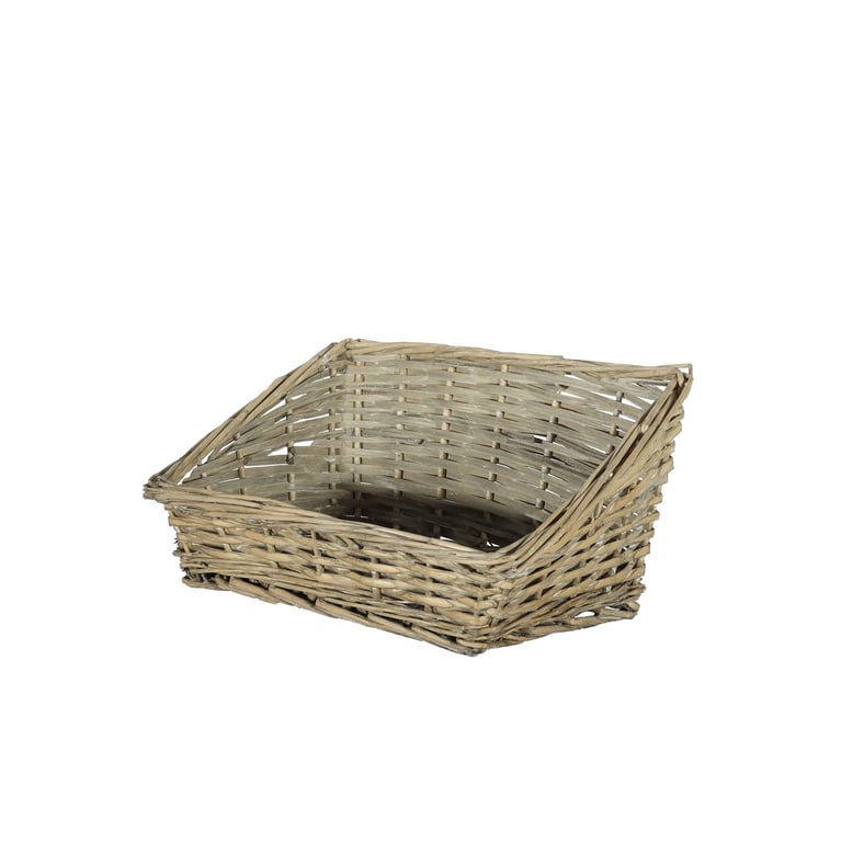 Natural Softwood Woven Square Sloped Basket (Small) - Handcrafted Home Decor Accent
