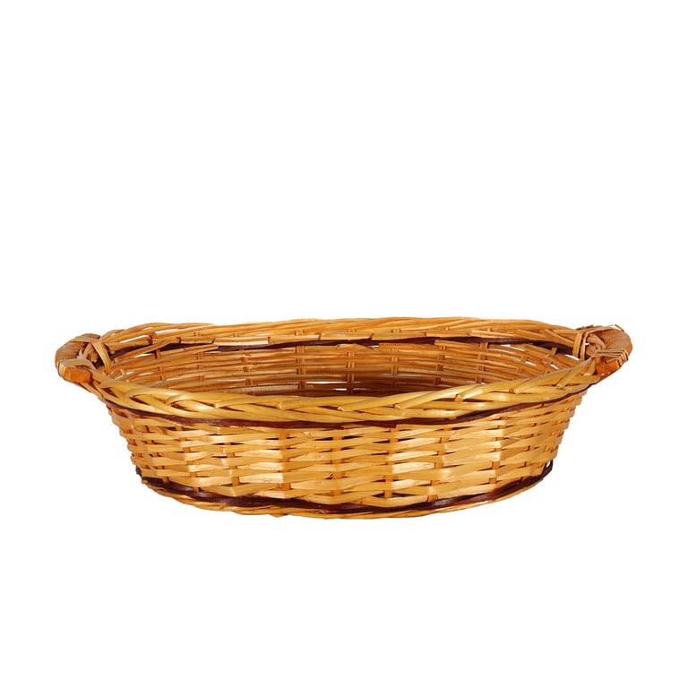 Golden Oval Two Tone Tray Basket with Handles - Medium Size Home Decor Tray