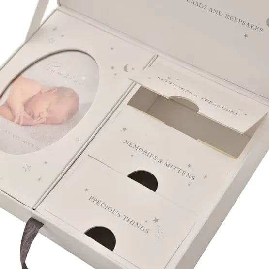 Baby Keepsake Box with Drawers - Infant Storage Solution with Multiple Compartments and Nursery Organization System