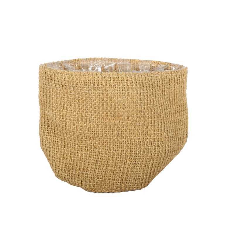 Organic Jute Nursery Basket with Removable Liner (14x14cm) - Woven and Reusable for Home Decor