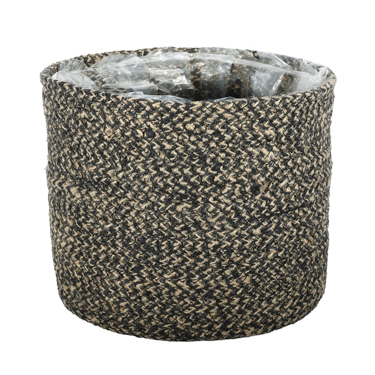 Natural Jute Braided Rope Basket with Liner - Eco-Friendly Home Decor Storage