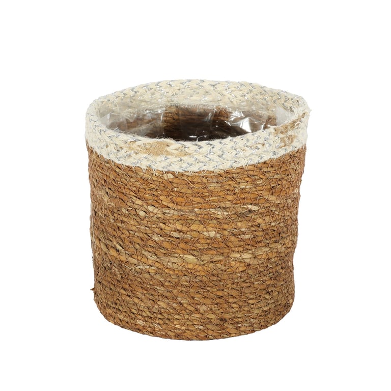 Natural Hogla Woven Basket With Liner - 14x14cm Home Decor Accessory