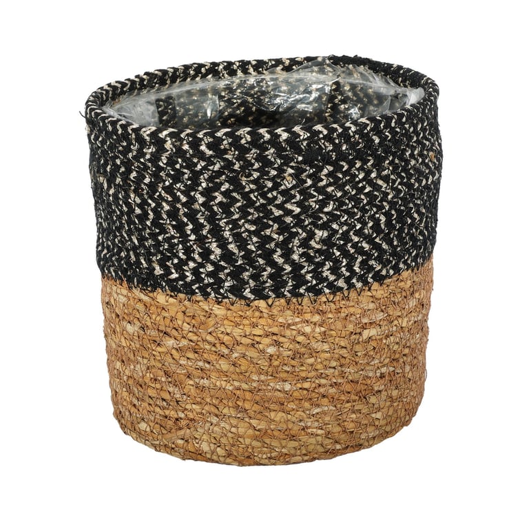Natural Seagrass Basket with Black Liner - Home Decor Storage Solution