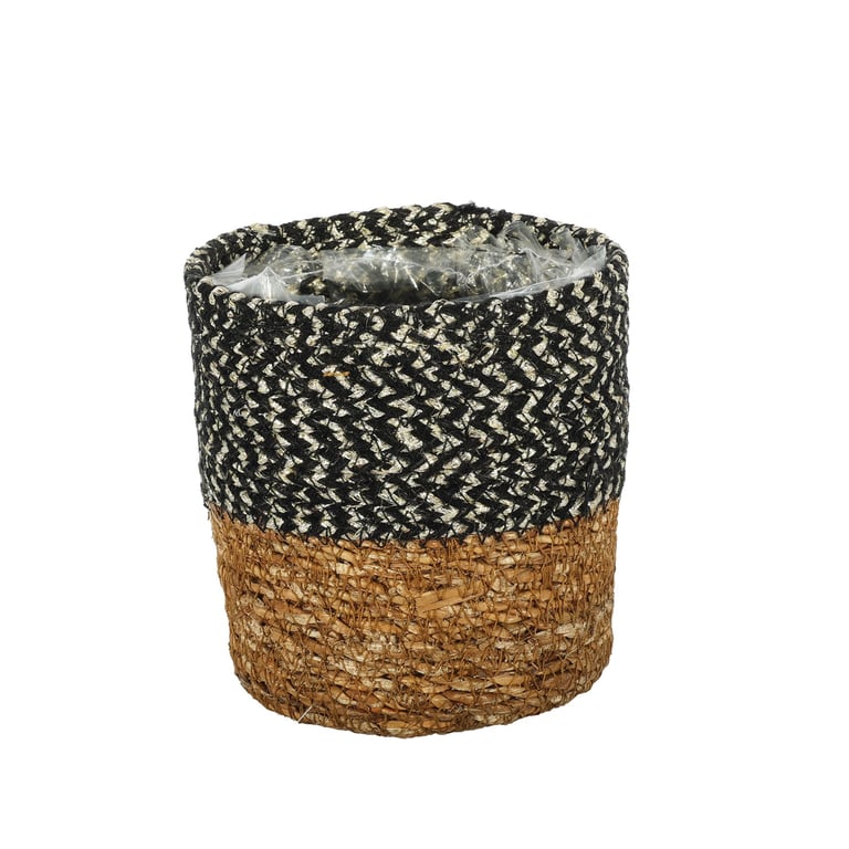 Natural Seagrass Basket with Black Liner - Home Decor Storage Solution