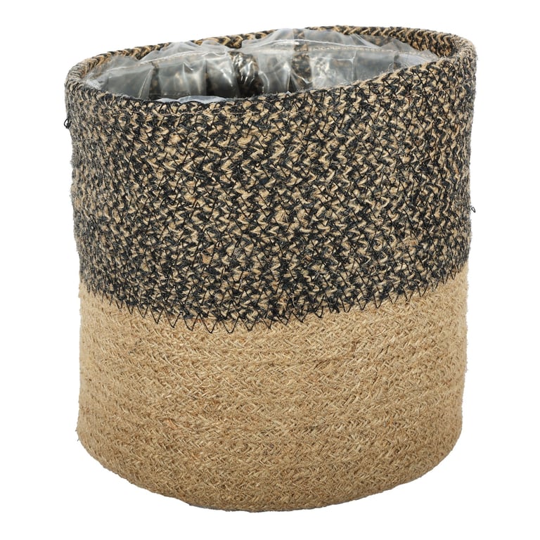 Black Natural Jute Braided Rope Basket - Perfect Home Decor Storage Container
