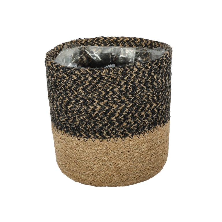 Black Natural Jute Woven Basket - Home Decor Storage Solution