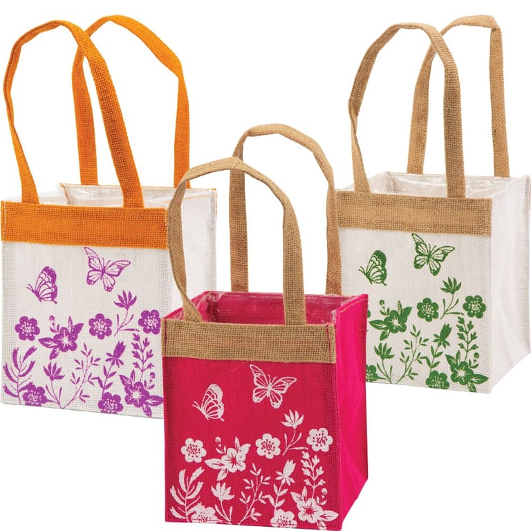 Colourful Butterfly Garden Jute Plant Bags - Eco-Friendly Home Decor Planters (12 Pack)