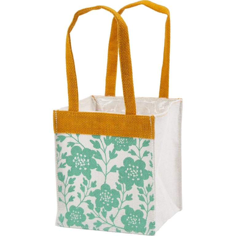 Colourful Bold Blooms Jute Plant Bags - Handcrafted Home Decor Planters with Gardening Baskets