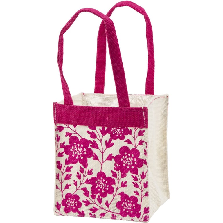 Colourful Bold Blooms Jute Plant Bags - Handcrafted Home Decor Planters with Gardening Baskets