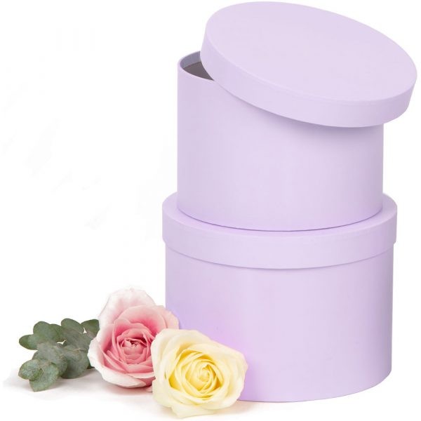 Lilac Hat Box Set - 2-Piece Storage Organizer for Women s Hats and Headwear