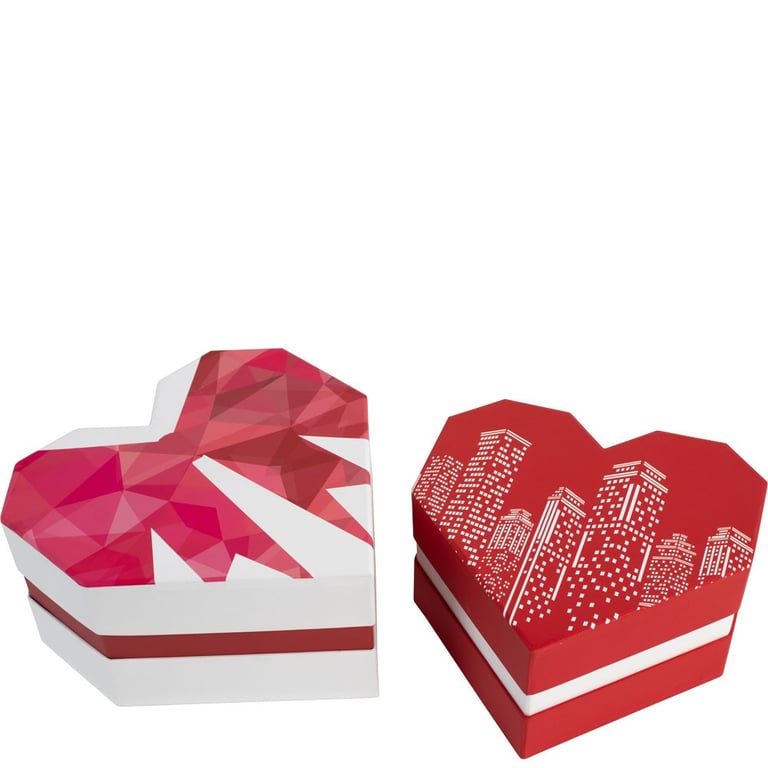 Red Heart Shape Boxes - Elegant Wedding Favor Box Set for Valentines Day Romantic Gift Packaging