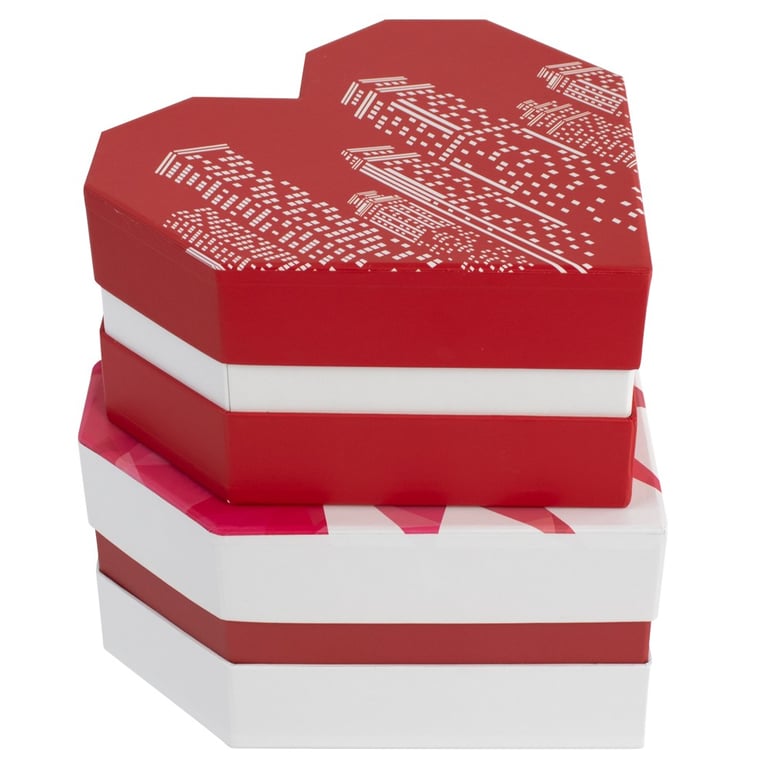 Red Heart Shape Boxes - Elegant Wedding Favor Box Set for Valentines Day Romantic Gift Packaging