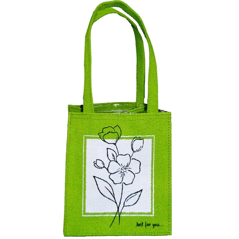Colourful Flower Outline Jute Plant Bags - Set of 12 Durable Home Gardening Supplies