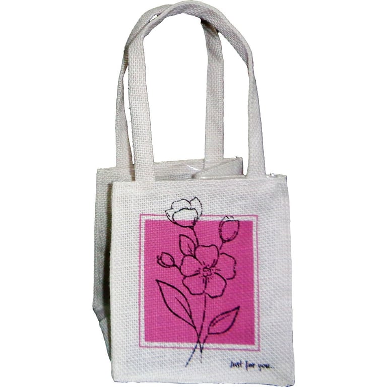 Colourful Flower Outline Jute Plant Bags - Set of 12 Durable Home Gardening Supplies