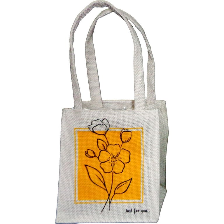 Colourful Flower Outline Jute Plant Bags - Set of 12 Durable Home Gardening Supplies