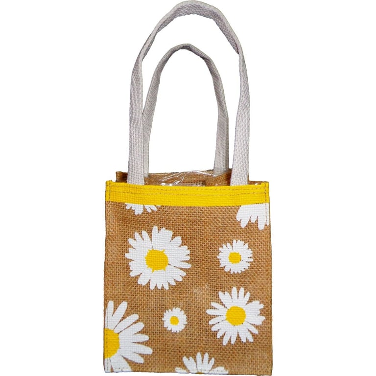 Colourful Daisy & Posy Jute Plant Bags - Home Decor Floral Planters with Garden Supplies and Plant Holders