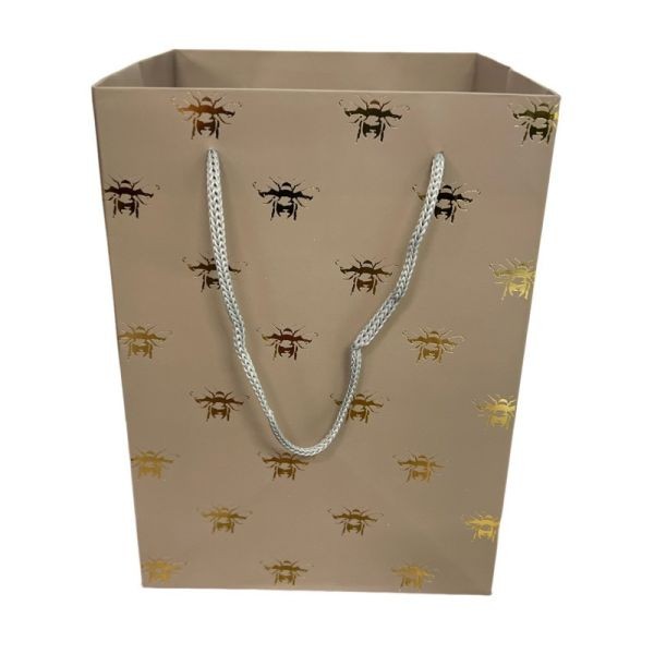 Grey Hand Tie Bag with Gold Bees - Elegant Home Decor Fashion Accessory (Pack of 10)
