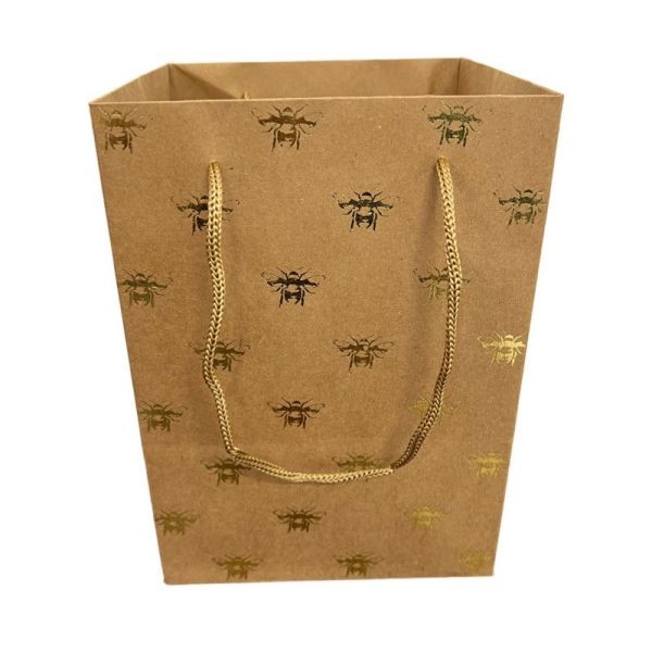 Kraft Flower Bag with Gold Bees - Pack of 10 Home Decor Party Supplies
