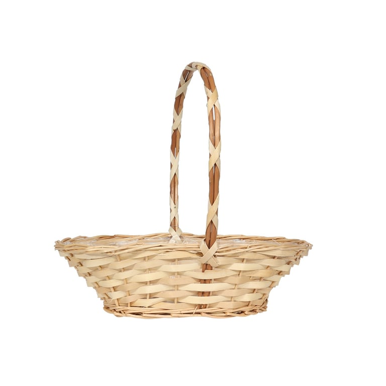 Large Country Basket - Pealed Single Design, Rustic Home Decor Storage for Garden and Outdoor Use