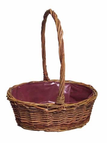 Oval Lined Basket - Rustic Unpeeled Home Decor Storage Solution