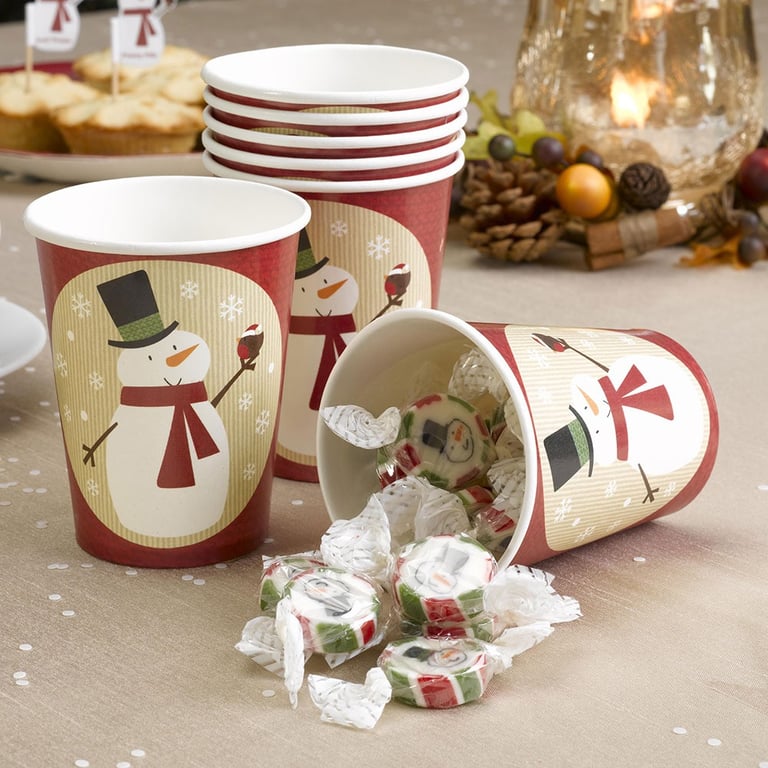 Festive Let It Snow Snowman Cups - Winter Holiday Home Decorations