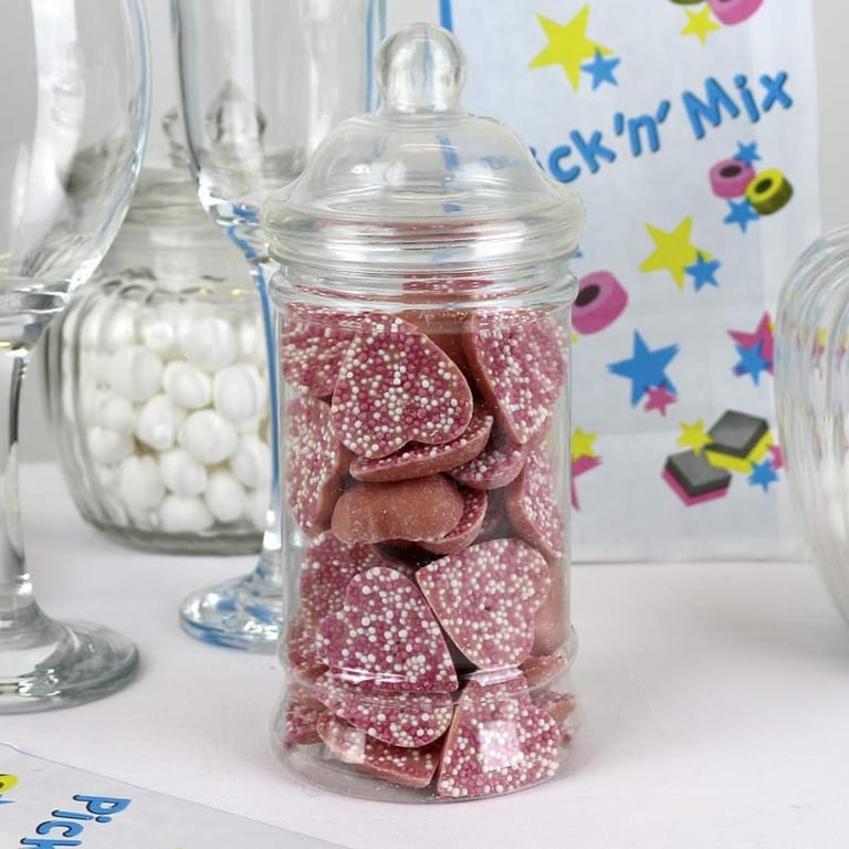 Pink Hearts Sprinkles Candy Jar - Home Decorative Sugar Bowl Holder