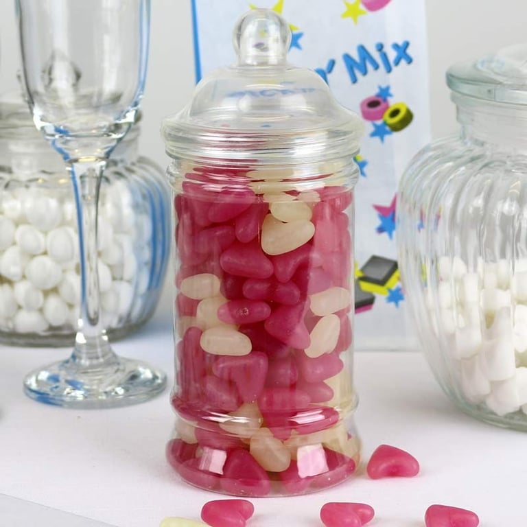 Pink and White Heart Shaped Candy Storage Jar - Sweet Home Decor Gift