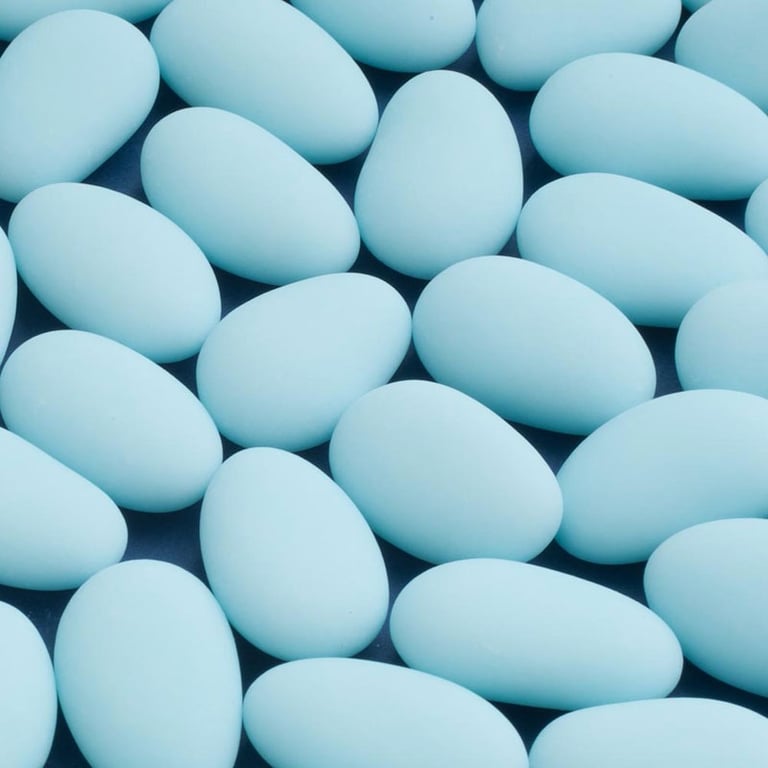 Light Blue Sugar Almonds - Festive Holiday Treats and Kitchen Decor