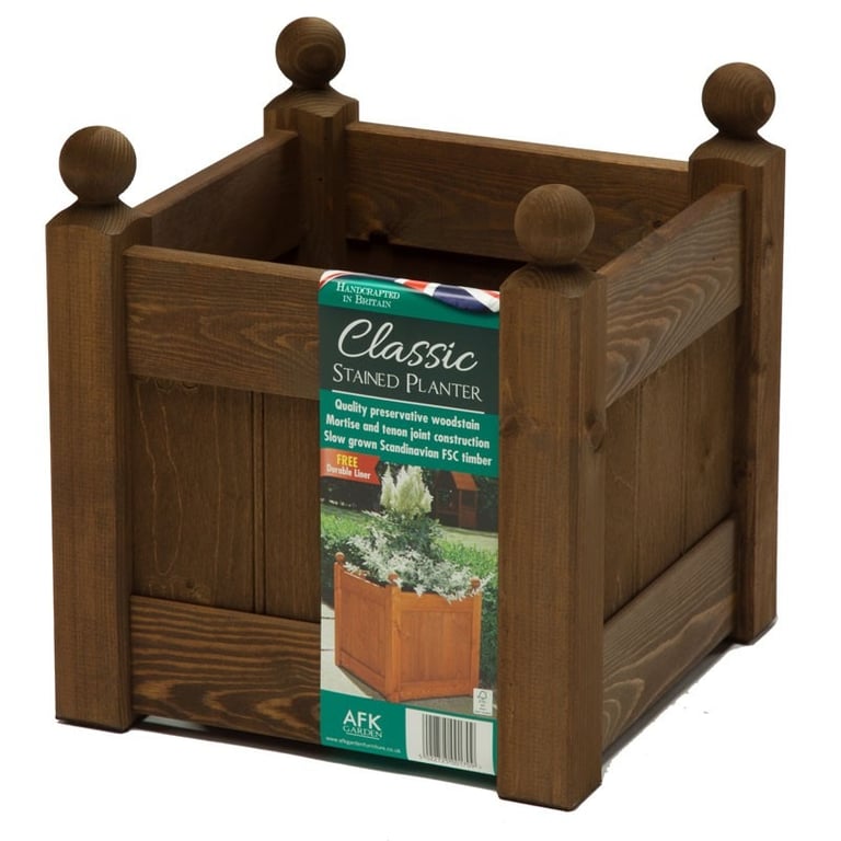 AFK Large Chestnut Wood Classic Planter - Stylish Home Decor Garden Planter