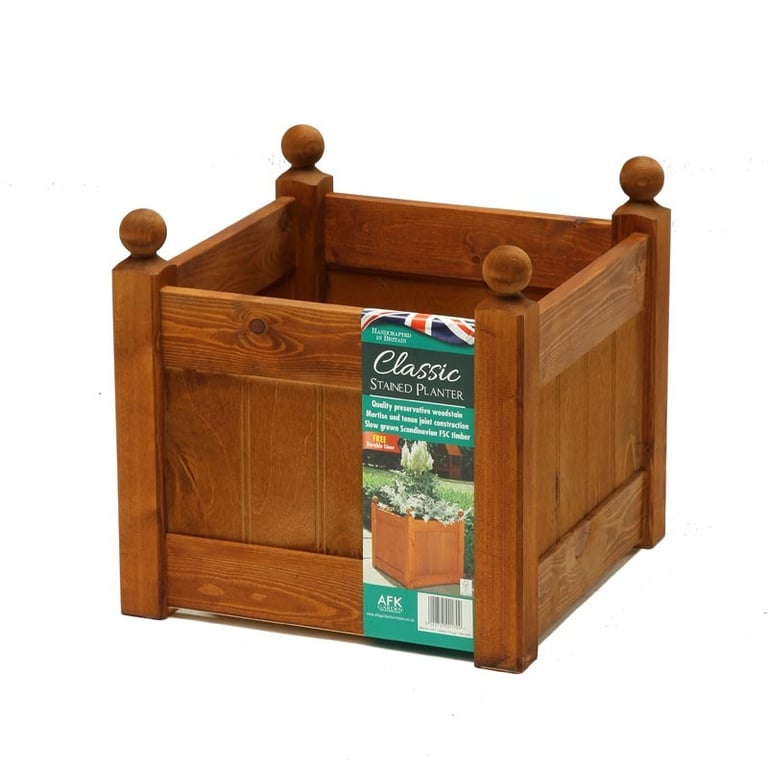 Beech Stain AFK Large Classic Planter - Indoor/Outdoor Plant Pot for Home Garden