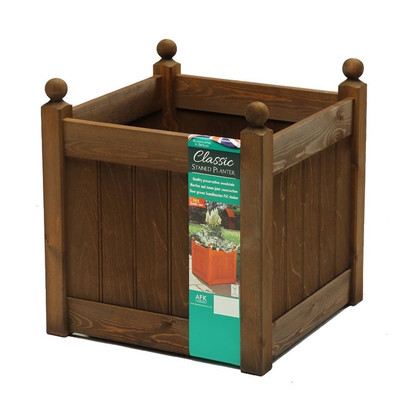 AFK Extra Large Classic Planter - Chestnut Stain - Rustic Home and Garden Decor