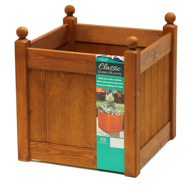 Extra Large Beech Stain Classic Planter - Perfect Home Decor and Garden Plant Container