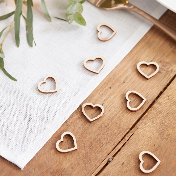 Wooden Heart Table Confetti - Beautiful Wooden Decorations for Home and Party