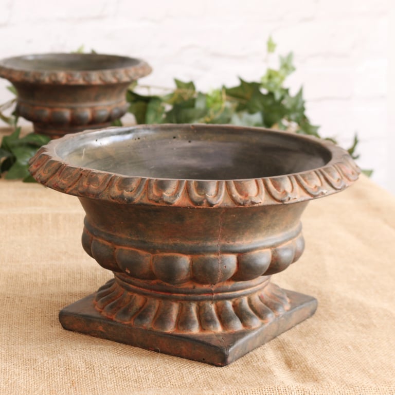 French Urn Cement Planter - 16cm Outdoor Garden Decoration and Home Decor Pot