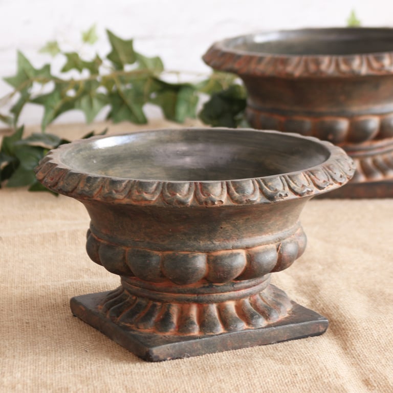 French Urn Cement Pot 14cm - Decorative Outdoor Planter for Home Garden