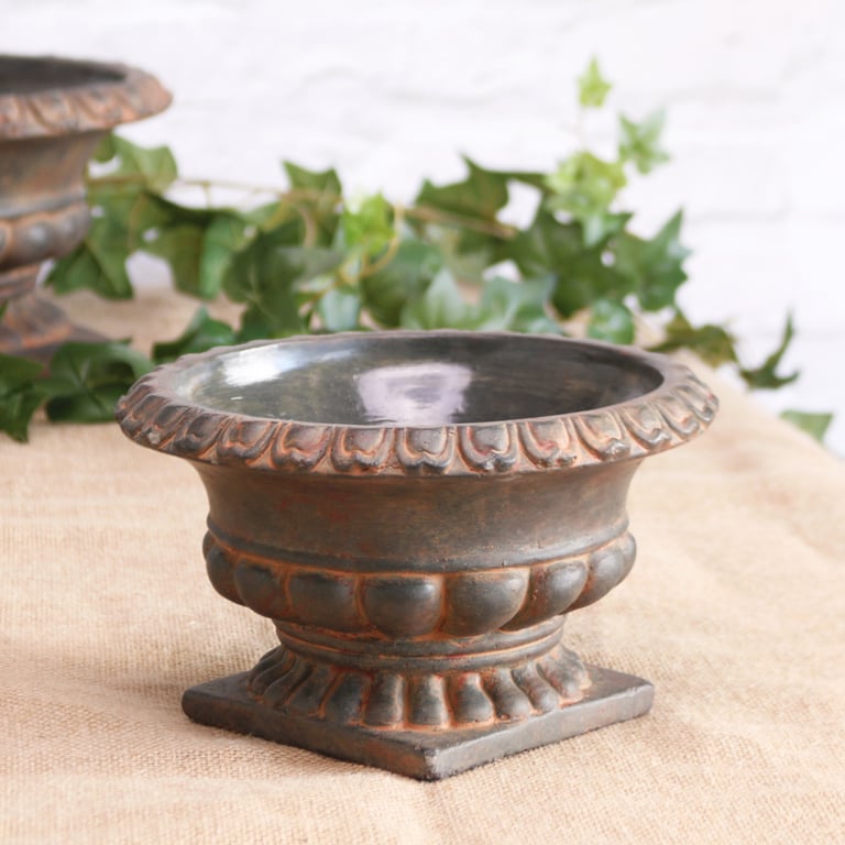 French Urn Cement Planter Pot 12cm - Decorative Home & Garden Outdoor Plant Container